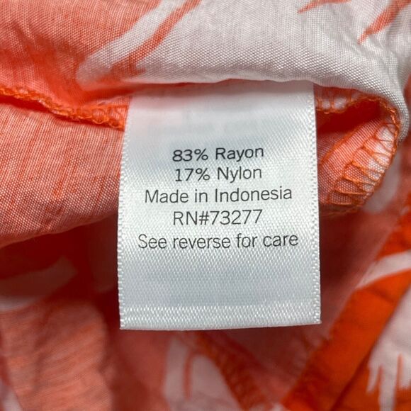 Sonoma Sundress Womens Medium Orange Floral Print Rayon Nylon Shirred Shoulder - Picture 11 of 15